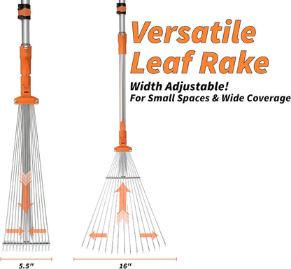 4-12 Telescoping Roof Rake 20 ft Reach // Collapsible Roof Rake for Leaves and Pine with Extension Pole // Roof Cleaning Tool for Gardening and Lawns // High Reach Adjustable Metal Leaf Raker