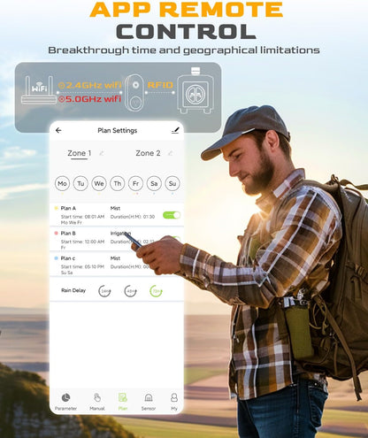 RAINPOINT WiFi Water Timer with Brass Inlet, 2 Outlets Sprinkler Timer,Automatic Irrigation System Controller, APP & Voice Control, Irrigation by Weather/Quantity/Soil Moisture