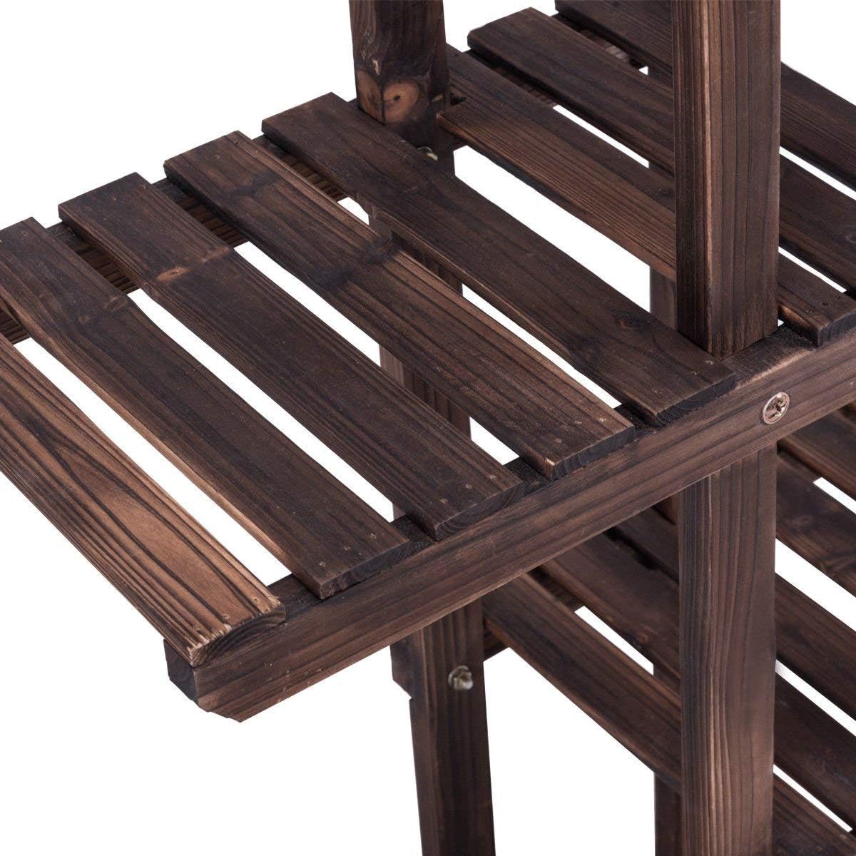 Giantex 6 Tier Wooden Plant Stand, 10 Pots Flower Display Rack, Vertical Shelves Plant Pot Holder, Multiple Tier Plant Succulent Bonsai Organizer Storage for Home Patio Balcony Garden