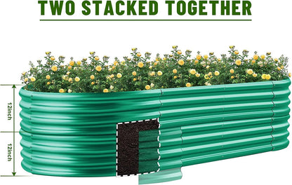 Land Guard 8×4×1 ft Green Raised Garden Bed, Garden Raised Bed, Above Ground Flower Bed for Vegetables, Flowers, Herbs（Green）…