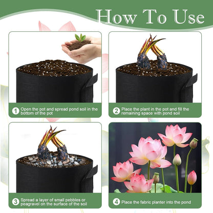 6Pcs Lily Plant Pots for Pond, Aquatic Pond Planter for Pond Durable Breathe Reusable Fabric Plant Bags for Aquatic Plants, Potato, Carrot, Onion, Flower (2 Gallon)