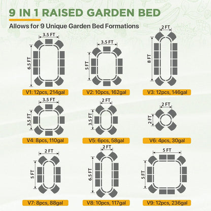 EAGLE PEAK 9 in 1 Modular 17in Customizable Elevated Raised Garden Bed Kit with Multiple Configurations, Outdoor Metal Planter Box Steel Flower Bed, Pearl White