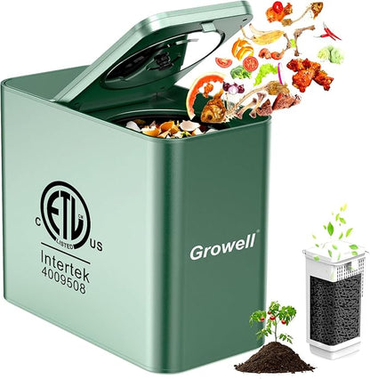 Electric Composter for Kitchen, 3.2L Smart Odorless Compost Bin, Low Noise & Odorless, Indoor Countertop Food Waste Composter with LED Display, One-Touch Operation, Auto-Cleaning, EC04 (Green)