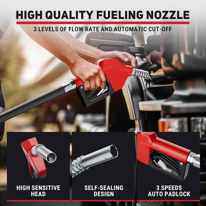 Fuel Hose Reel 3/4" x 50FT Retractable Diesel Hose Reel 300PSI Ratchet Spring Driven Hose Holder Reel Heavy Duty Industrial Steel with Fueling Nozzle for Aircraft Tank Truck Trailer Ship, Black