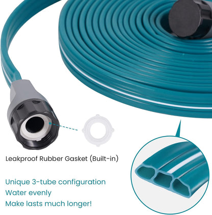 LINEX Sprinkler Soaker Hose 75 ft 2 pack for Garden Lawn Watering Hose with Stakes