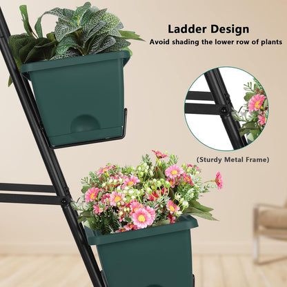 OYEAL Raised Garden Bed 4 Tier Vertical Garden Planters Indoor Outdoor Raised Planter Box with Legs Elevated Herb Garden Planter for Flowers Vegetables Plants, Green