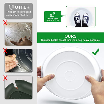 3 Pack Plant Saucer Heavy Duty Sturdy Drip Trays for Indoor and Outdoor (14 Inch, White)