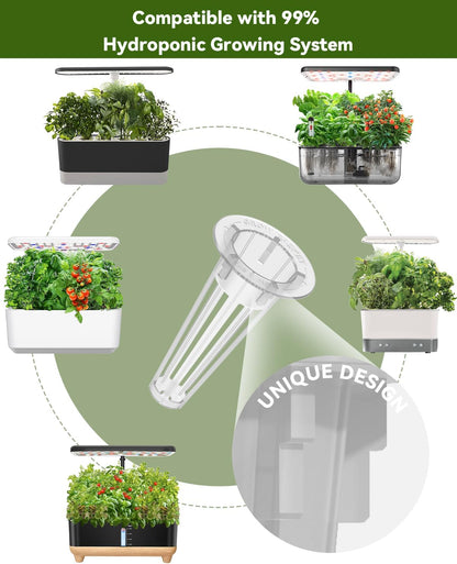 Hydroponics Seed Pod with Genovese Basil & Purple Basil, 24 Pods Complete Kit with Sponge, Basket, Dome, Label, Compatible with AeroGarden, Ahopegarden, GARDENCUBE, iDoo & MUFGA Indoor Smart Gardens