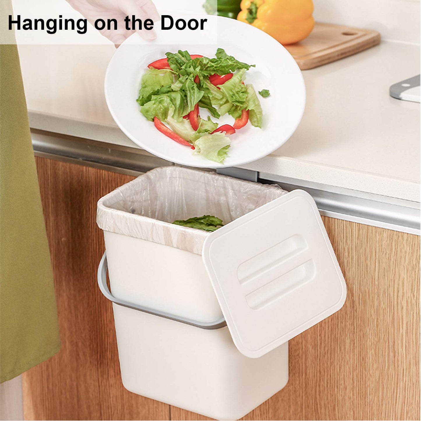 LALASTAR Mini Desktop Trash Can with Lid, Small Countertop Garbage Can, Plastic Tiny Tabletop Wastebasket for Office/Kitchen/Coffee Table, 3L/0.8 Gal, White