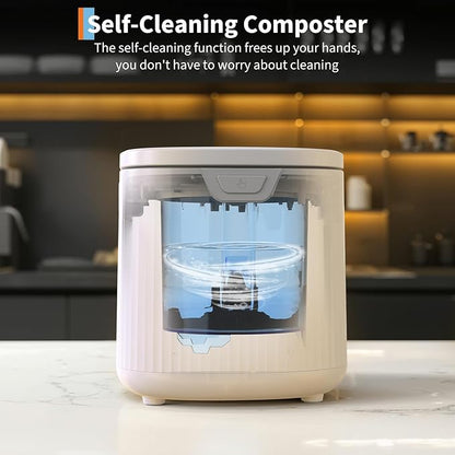 2.5L Electric Composter Countertop, 3 Modes Kitchen Smart Compost Bin with Auto Cleaning, LED Display, Turns Kitchen Waste Into Dry Manure, Low Noise Food Waste Compost Machine