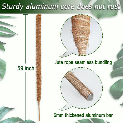 Moss Pole for Plants Monstera, 59 Inch Tall Bendable Moss Poles for Climbing Plants Indoor, Large Handmade Plant Pole Sticks, Coco Coir Plant Support Stakes for Potted Plants, Pothos