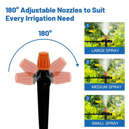 120FT Drip Irrigation Kit for Garden, Quick-Connect Raised Bed Watering System with 1/2" & 1/4", Plant Accessories, Drip Line Kit for Greenhouse, Raised Bed, DIY Micro Sprinklers Set for Yard Outside