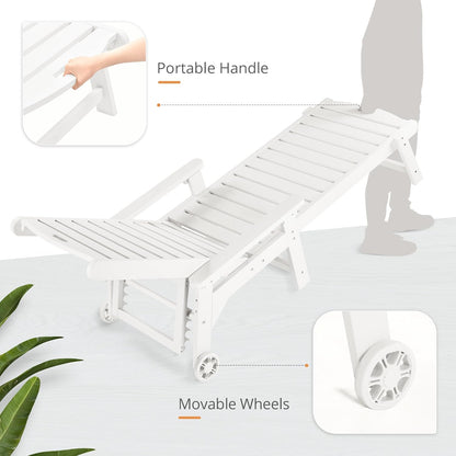 LUE BONA Outdoor Chaise Lounge Chairs Set of 2, 79'' Oversized HDPS Chaise Lounger, 5 Positions Adjustable Lounge Chairs, Pool Lounge Chair with Wheels for Poolside, 3 Year Warranty, White