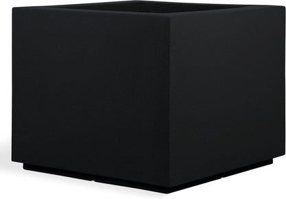 PolyStone Monterray Modern Outdoor/Indoor Square Planter, 23" L x 23" W x 19" H, Lightweight, Heavy Duty, Weather Resistant, Polymer Finish, Commercial Grade and Residential (Black)