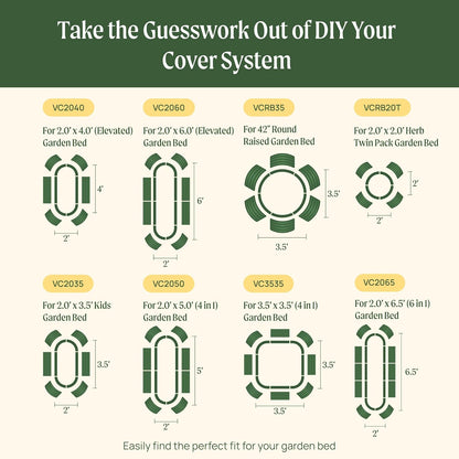Vego garden Cover System for 4.0' x 8.0' (10 in 1) Garden Bed