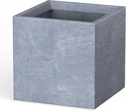 Kante 10 Inch Square Concrete Planter for Outdoor Indoor Home Patio Garden, Large Plant Pot with Drainage Hole and Rubber Plug, Slate Gray