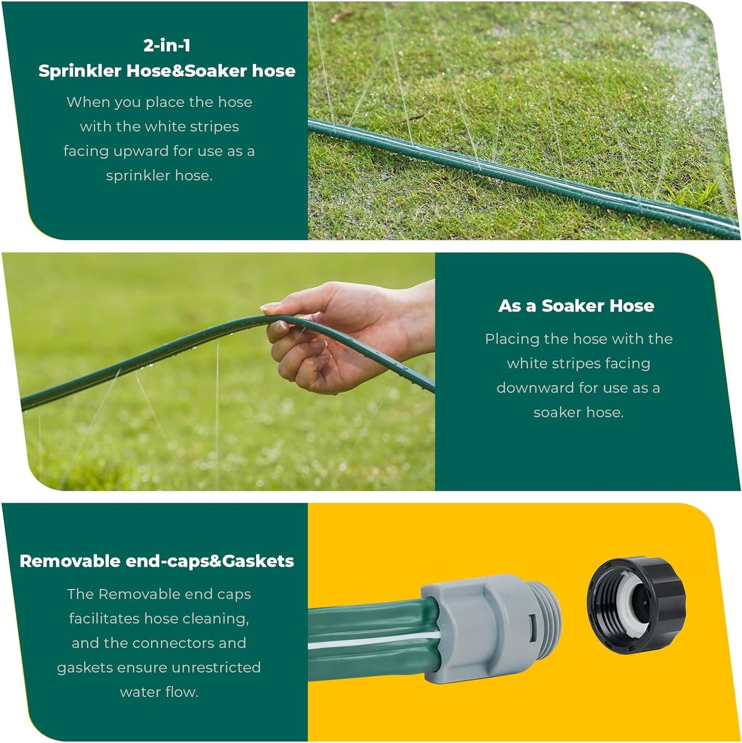 Sprinkler Soaker Hose 25ft for Garden Lawn, Watering Pipe with Holes, High-Efficiency Water-Saving Garden Irrigation System, Drip Hose Sprinkler