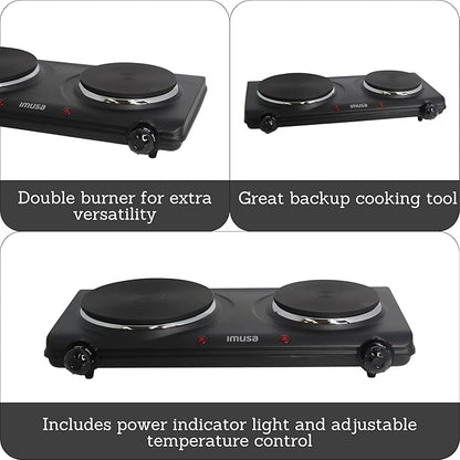 IMUSA Double Electric Hot Plate, Black (Pack of 3)