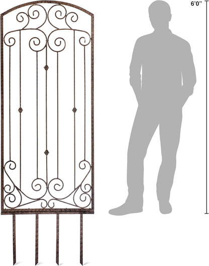 H Potter Trellis Garden Large Wrought Iron Heavy Scroll Metal Decoration Weather Resistant Lawn Patio Screen