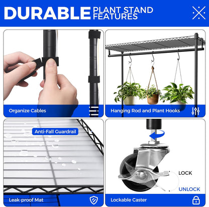 Barrina CX3 Plant Stand with Grow Light, 4-Tier, 3FT 5000K 36W(Per Light), Full Spectrum, Indoor DIY Plant Shelf with Light, Flower Pot Stand Display Rack, 35.4"x13.8"x70.9", Wheel, Mechanical Timer