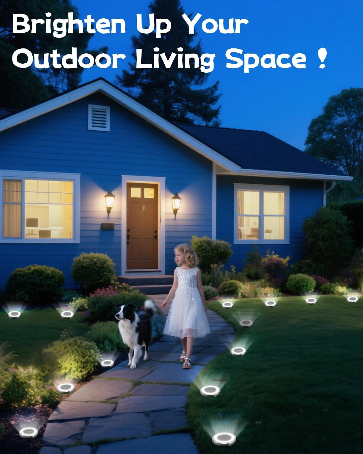 Mini Solar Ground Lights Outdoor 24 Pack Waterproof Upgraded Anti-Rust Solar Flat Garden Lights Stainless Steel Solor Powered Disc Landscape Light for Pathway Walkway Yard Lawn Patio-Cool White