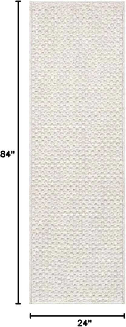 Easy Jute Runner Rug 2x7 Indoor Outdoor Natural Rugs Solid Fiber Rug Woven Area Rug Boho Easy Clean Inside Carpet for Living Room Bedroom Dining Room Hallway or Outdoor Patio Porch (2 X 7 Bone)
