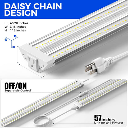 Barrina TX72 4FT Grow Lights for Seed Starting, 288W (4 x 72W, 2000W Equivalent), High PPFD, 5000K Daylight Full Spectrum, Mechanical Timer, Hanging Grow Lights with On/Off Switch Linkable, 4 Packs
