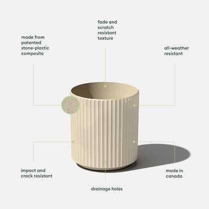 Veradek Demi Series Round Planter for Porch, Patio, Backyard | Durable Plastic-Stone Composite Material | Modern Décor for Tall Plants, Flowers