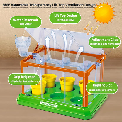 Kids Gardening Kit Greenhouse Growing Terrarium Kit Plant Growing Set Discovery Educational Gardening Gift for Boy & Girl