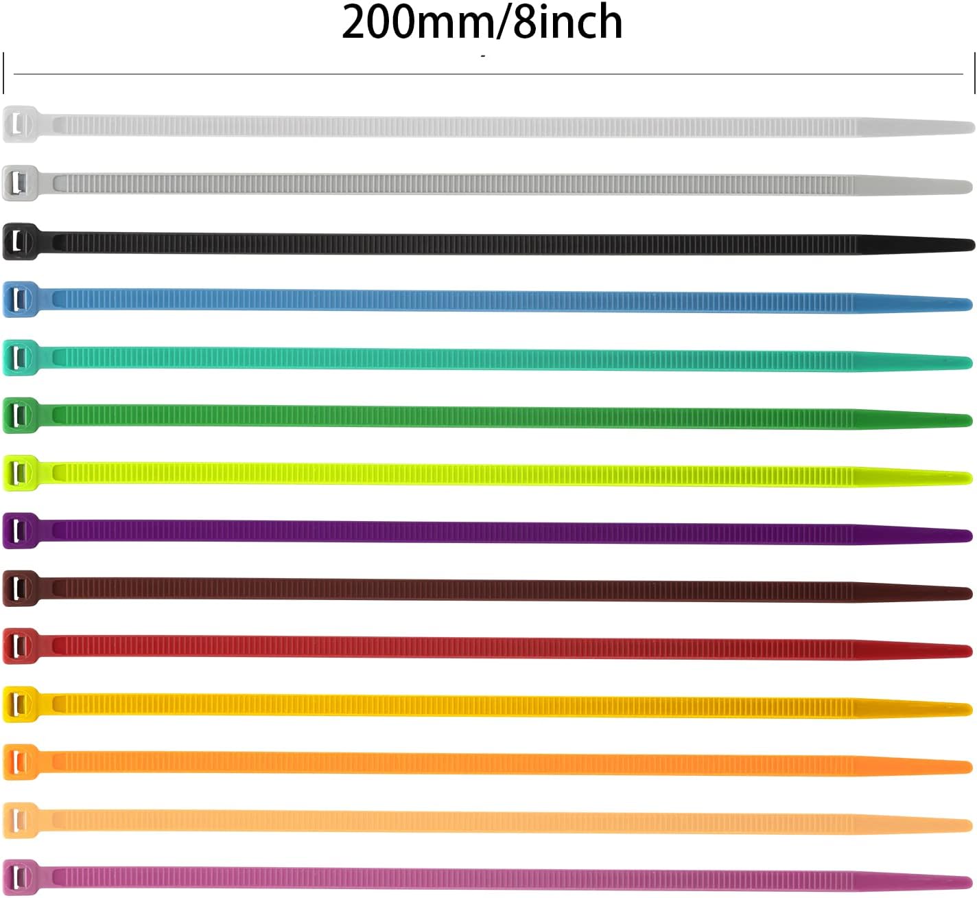 XINGO 100PCS Cable Zip Ties Heavy Duty, Premium Nylon Plastic Wire Ties with 50 Pounds Tensile Strength, Self-Locking Black Nylon Zip Ties for Indoor and Outdoor (8 inch, Blue)