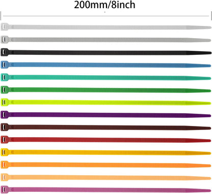 XINGO 100PCS Heavy Duty Cable Zip Ties, Premium Nylon, 50 Pound Tensile Strength, White, 8 Inch