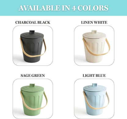 Martha Stewart Indoor Compost Bin | Countertop Composting Bucket for Kitchen | .7 Gallon Capacity | Includes Filter | Plant Based Materials | Light Blue