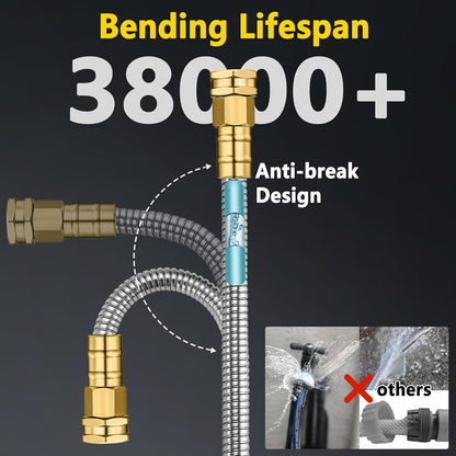 Metal Garden Hose 50 ft - Stainless Steel Garden Hose Leak-Proof with Layer Latex Core - 2025 Version/New Patented,Lightweight, Durable Hoses with Nozzles - Less-Kink Flexible Metal Water Hose