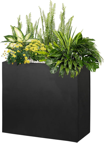 Galvanized Steel Metallic Heavy Planter for Outdoor Plants Metal Outdoor Planter Spliced Flower Box with Partitions for Outside,Indoor,Garden (Black, 24 * 12 * 24)