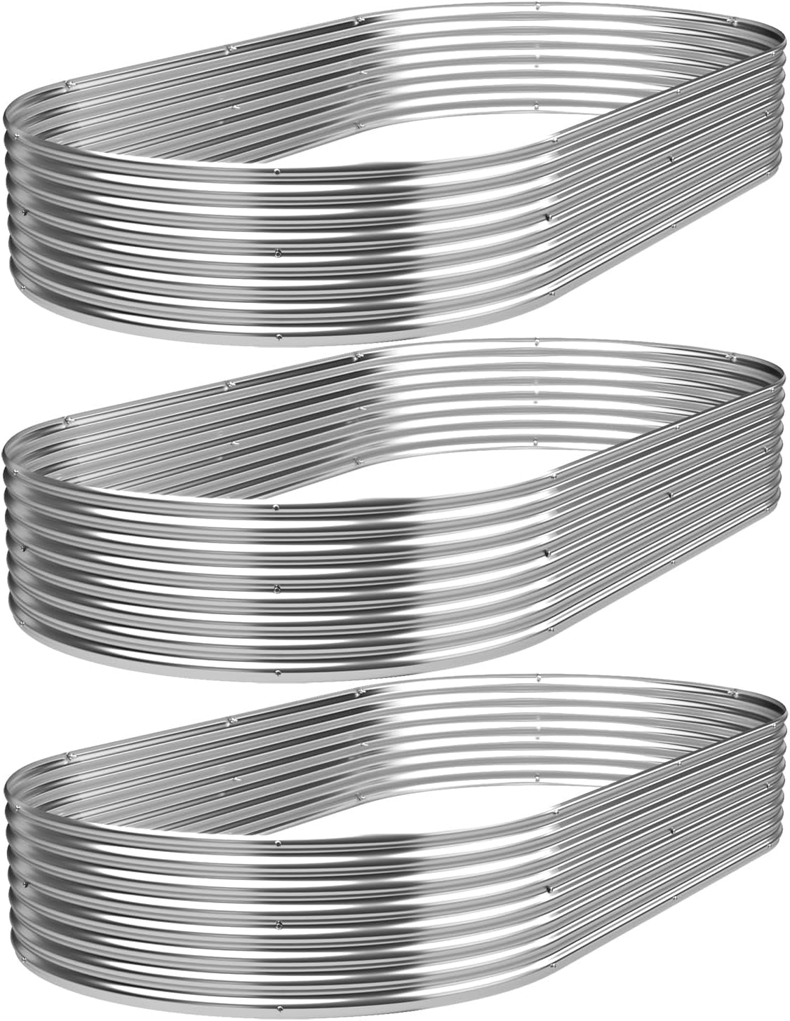 3 Pack Galvanized Raised Garden Bed Outdoor,Metal Garden Bed for Vegetables,Steel Raised Beds for Gardening,Above Ground Garden Box for Flower-45x20 inch