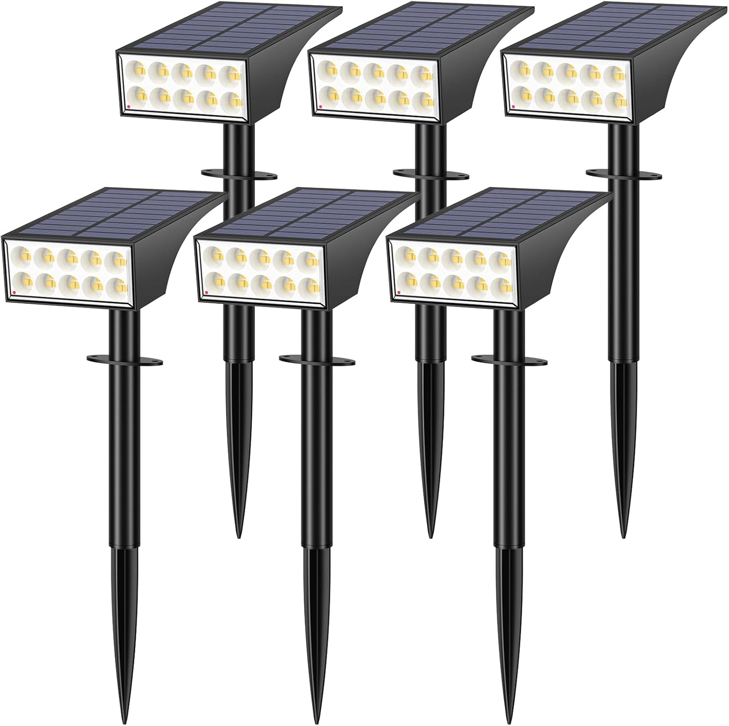 Solar Spot Lights Outdoor, Solar Lights Outdoor Waterproof IP65, 4 Lighting Modes Solar Powered Spotlights Yard Garden Landscape Pathway Solar Security Lights for Outside (Warm White, 6 Pack)