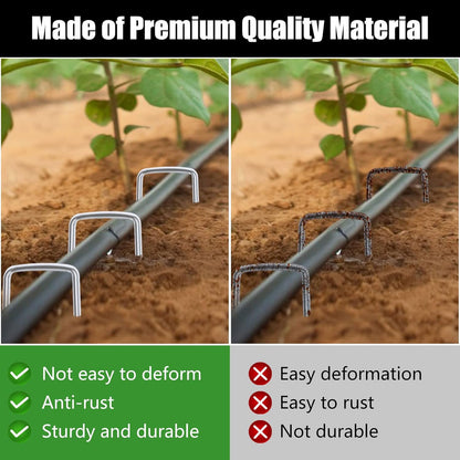 FEED GARDEN 12 Inch 50 Pack Galvanized Landscape Staples 11 Gauge Anti-Rust Garden Stakes Landscaping Fabric SOD Pins Yard Stakes for Weed Barrier Fabric