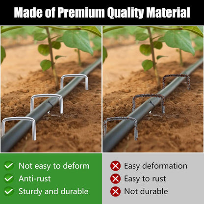 FEED GARDEN 12 Inch 100 Pack Galvanized Landscape Staples 11 Gauge Anti-Rust Garden Stakes Landscaping Fabric SOD Pins Yard Stakes for Weed Barrier Fabric