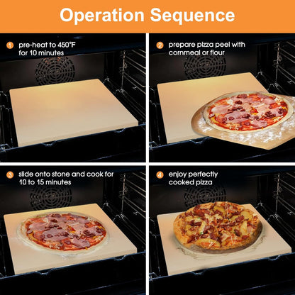 Small 10x10 inch Pizza Stone,for RV Camper Oven,Square baking stone Grill,Can make pizza, bread, pies,BBQ, Durable and Safe, Give away Plastic Scraper