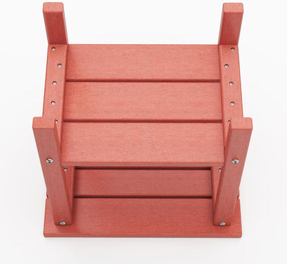 Outdoor Side Table, Weather Resistant HDPE Outdoor Table, 2-Tier Small Patio Tables for Outside or Indoor (Red)