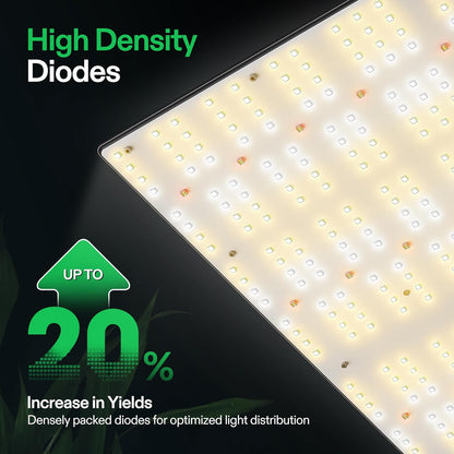 VIVOSUN VS3000 LED Grow Light with Full Spectrum Diodes & Daisy Chain Driver Dimmable Lights Sunlike for Seedling Veg & Bloom 300W Plant Grow Lamps for 3x3/4x4 Grow Tent