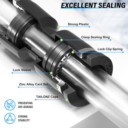 TAILONZ PNEUMATIC Black 1/4 Inch od Push to Connect Fittings Pneumatic Fittings Kit 10 Spliters+10 Elbows+10 tee+10 Straight (40 pcs)