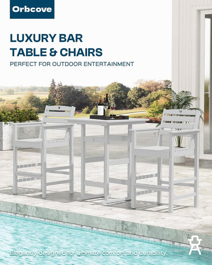 Tall Adirondack Chairs Set of 4, HDPE Wood Balcony Adirondack Chairs Set with Heart Cutout Design, Weather-Resistant Bar Height Furniture for Deck, Porch, Pool (White)