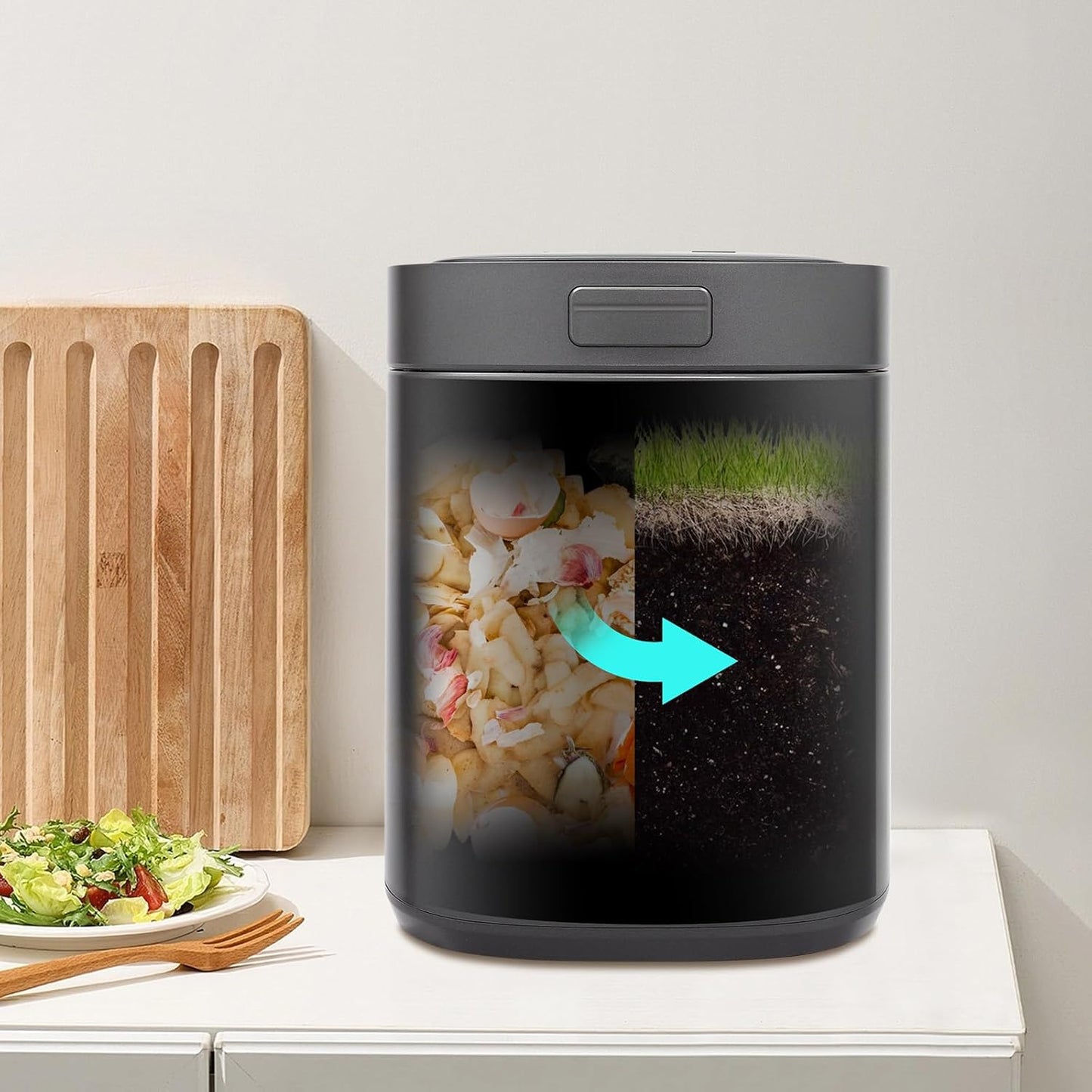 Electric Waste Kitchen Composter, 2.5L Foodcycler Eco-Friendly Electric Kitchen Compost,Three Working Modes Composting Machine for Apartment Countertop for Home (Black)