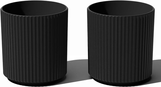 Veradek Demi Series Round Planter for Porch, Patio, Backyard | Durable Plastic-Stone Composite Material | Modern Décor for Tall Plants, Flowers