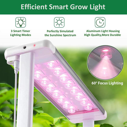Hydroponics Growing System kit with Trellis,Smart Hydroponic Gardening System with LED Grow Light, Indoor Hydroponic Garden Herb Grow Kit for Short Tomato,Pepper,Cucumber (6200LC)