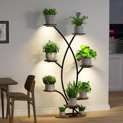 Plant Stand Indoor with Grow Light - 8 Tiered Corner Shelf for Indoor Plants, 57" Tall Plant Shelf with Lights for Indoor Growing , Sturdy Metal Plant Rack for Living Room,Balcony,Patio