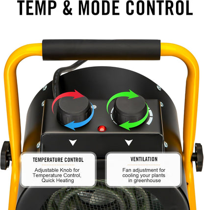 Greenhouse Heater with Digital Thermostat, Green House Heater for Plants,1500W Electric Grow Tent Heaters, Overheat Protection, Fast Heating for Green House, Flower Room, Black