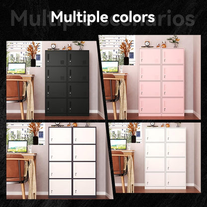 4 Door Metal Storage Locker Cabinet for Office, Home, Gym, School, Steel Cabinet to Storage File, Toys, Shoes and Sports Equipment, Locker Organizer for Gym Office Bedroom (4 Door, Grey)