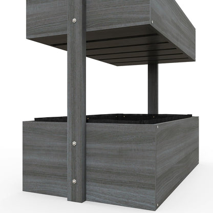 Vertical Garden Planter, Wooden 4 Tier Planter Box, Self-Draining with Non-Woven Fabric for Outdoor Flowers, Vegetables and Herbs, Gray